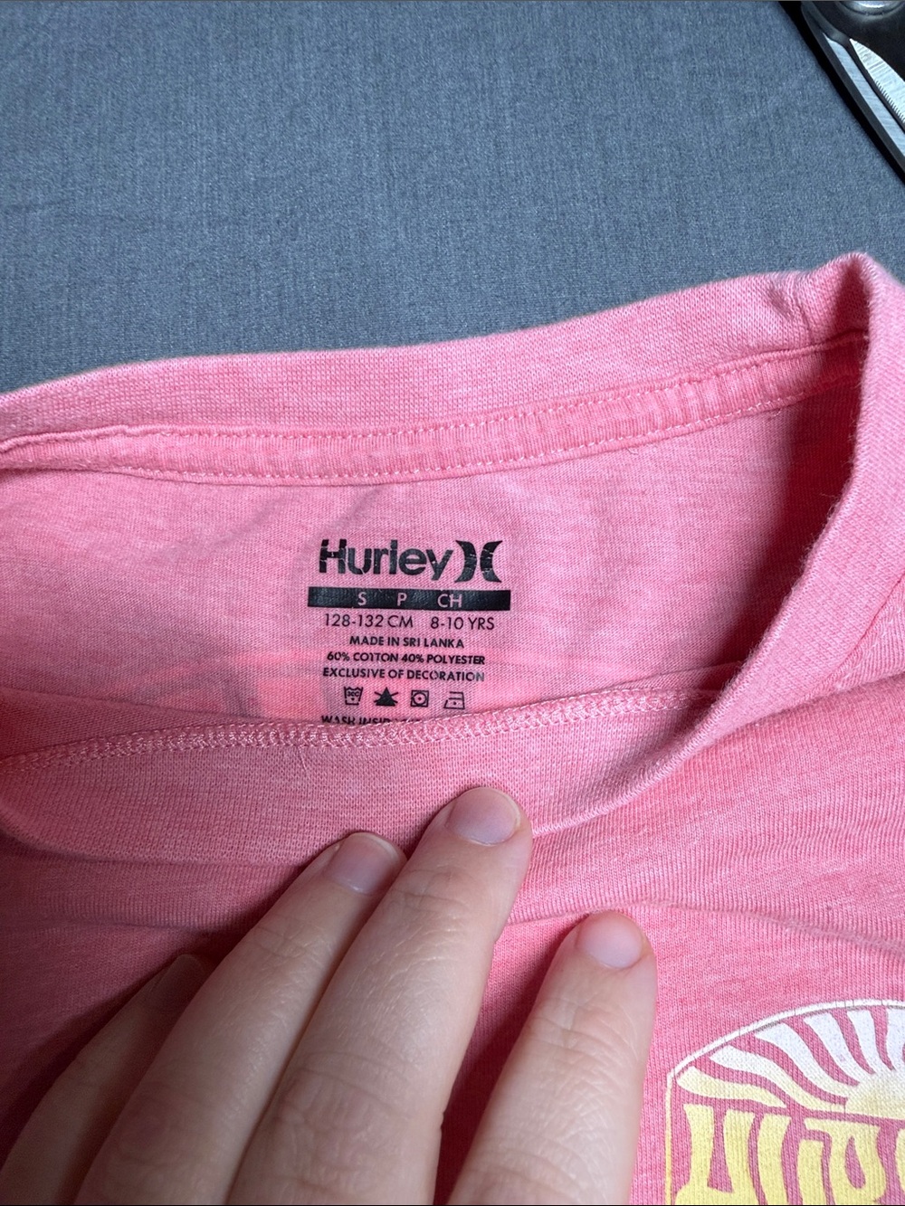 Hurley Pink Tee with Yellow Sun Chest Motif - Picture 2 of 3